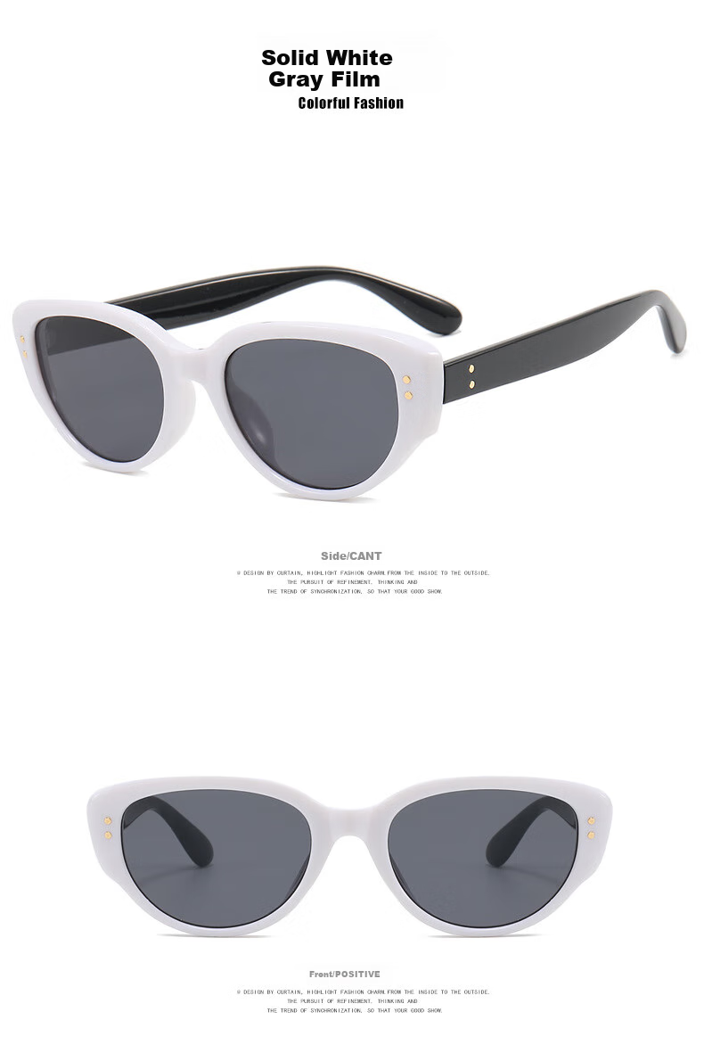 Cuntiandaofu Cat Eye Sunglasses, Vintage White Cat Eye Sunglasses, Sun Protection, UV Protection, Instagram Style, White And Gray Lenses 9