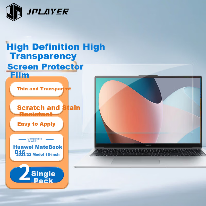 JPLAYER Screen Protector for Huawei MateBook D16/D16 SE, Compatible with 2024/23/22 Models, 16-Inch Laptop Screen Protector, HD Clear, 2-Pack
