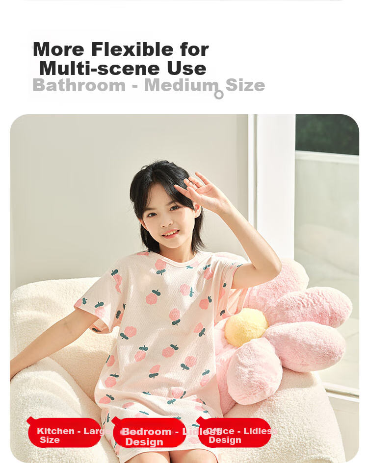Hodo Girls' Cotton Nightgown, Thin Spring And Summer Sleepwear, Children's Short-Sleeve Pullover Pajamas, Class A Q3320, Pink, Size 110 4