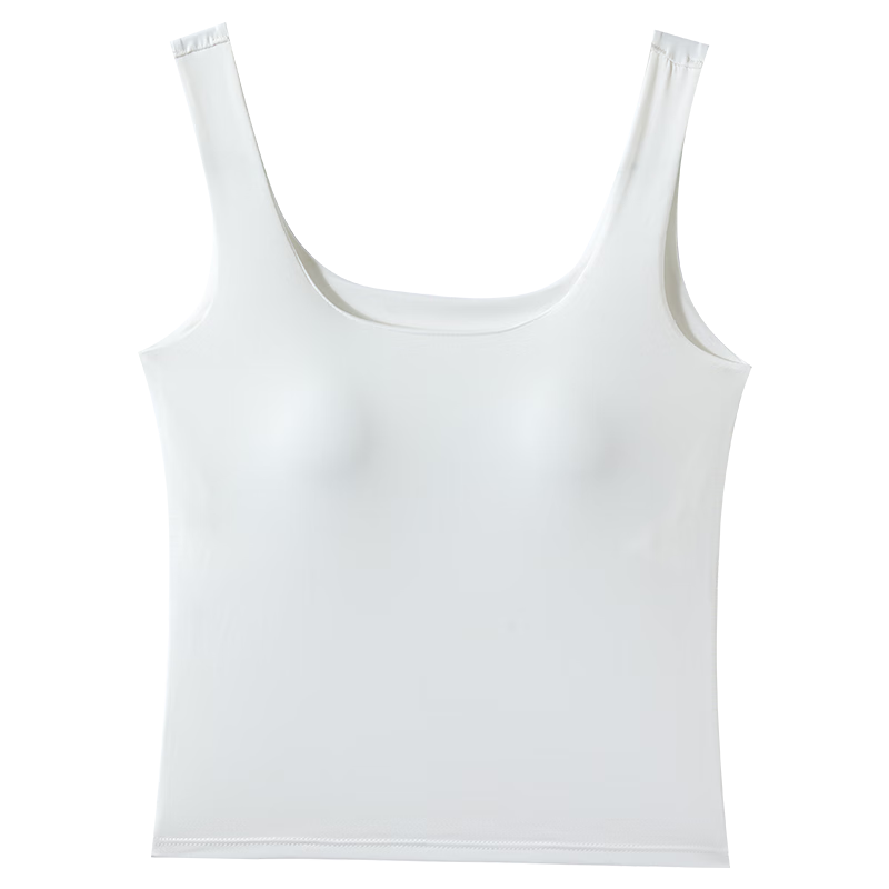 Langsha Women's Ice Silk Padded Camisole Bra Integrated Thin Summer White Sports Underwear