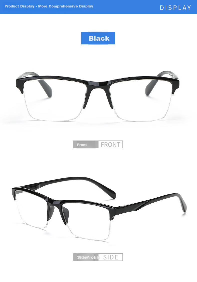 DRATRA Reading Glasses for Men, Semi-Rimless Reading Glasses, High-Definition Comfortable Wear-Resistant Reading Glasses for Middle-Aged And Elderly Me 5