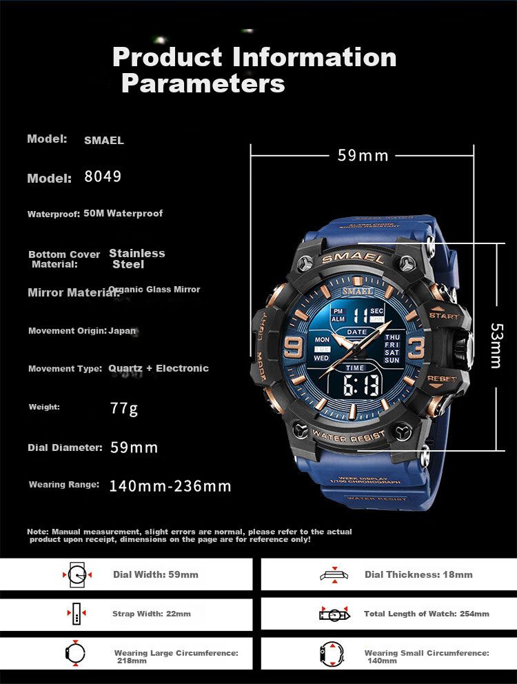 LOUIE JUELEN Men's Multifunctional Sports Watch with Alarm, Luminous Display And Water Resistance for Middle School, High School Students And Teenagers 2