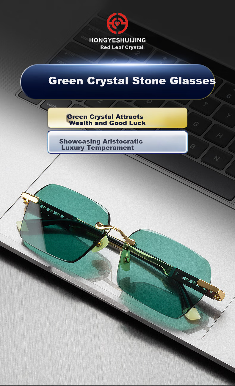 HONGYE Genuine Crystal Stone Sunglasses, Dark Green Stone Glasses for Middle-Aged And Elderly Drivers, Donghai Sunglasses for Me 2