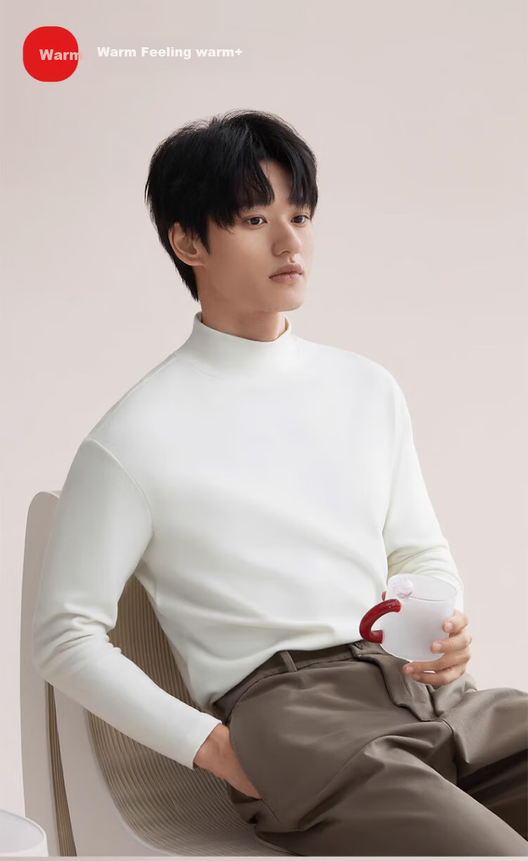 LangSha Men's Basic Undershirt, Spring And Autumn High Collar Solid Color Long Sleeve Undershirt, Slim Fit Inner Layer for Me 1