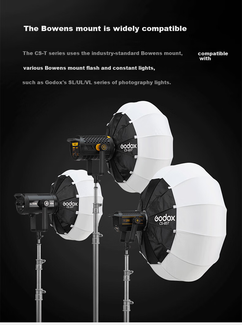 Godox Quick-Install Softbox CS-65T, Spherical Lampshade, Yongkoo Soft Box, Suitable for Live Streaming, Photography, Studio Shooting, Flash, Continuous Light, Fill Light 6