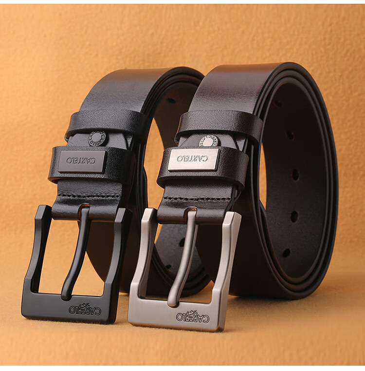 Cartelo Crocodile Men's Leather Belt Casual Automatic Buckle Top Layer Cowhide Waistband Business Belt Gift for Boyfriend 20