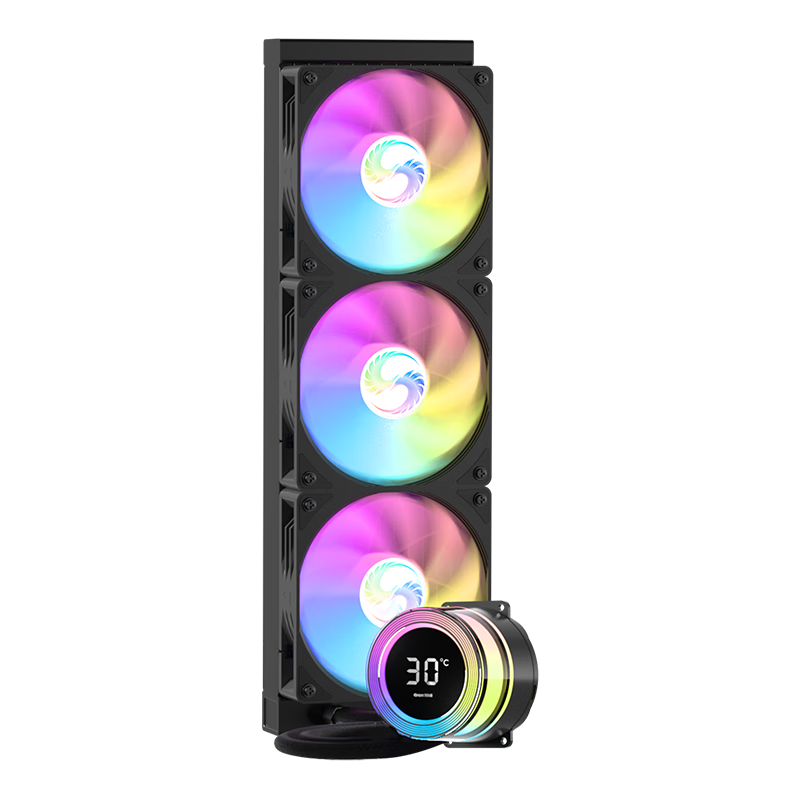 Great Wall LOP Ice Phoenix 360 Digital Display Version Black Water-Cooled Radiator (Ring Light Cover/Smart Digital Display Screen/6-Pole 3-Phase Motor/Fan Single-Wire Output/ARGB)