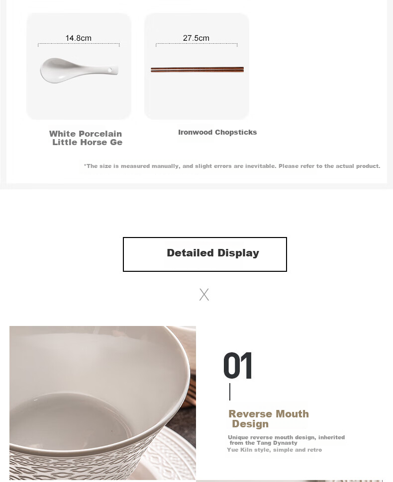 JIWUSENLIN Ceramic Bowl And Plate Set with Chopsticks, Complete Tableware Set for Home Use, Housewarming Gift Box, Muyun 43-Piece Set 10