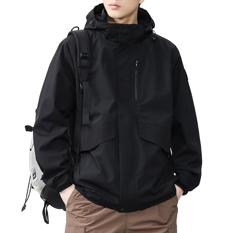 JEEP SPIRIT Men's Outdoor Jacket Hooded Casual Sports Windbreaker Autumn Winter Workwear