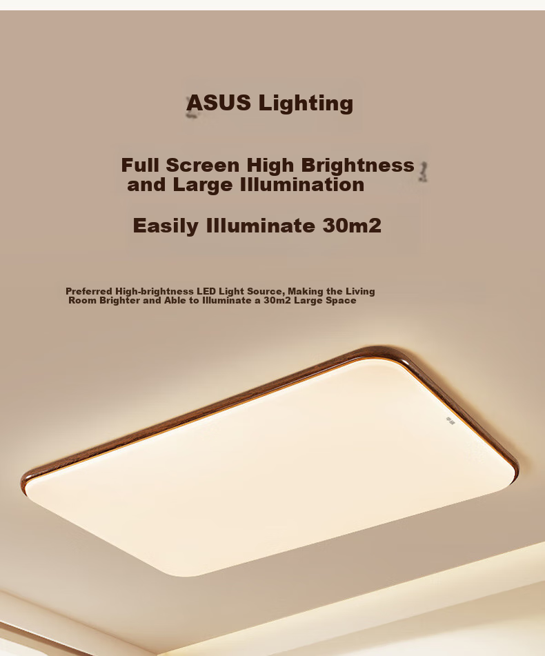 Huashuozhaoming American Walnut Eye Protection Light, Vintage French Style Bedroom Ceiling Lamp, Modern Minimalist Round Smart Lighting 11