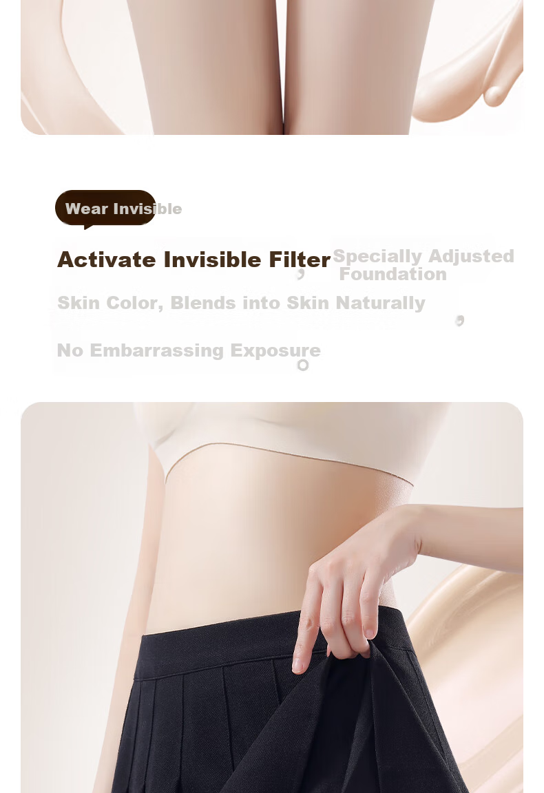 MiiOW Foundation Safety Shorts for Women, Anti-Exposure, with Skirt, Seamless Ice Silk Skin Tone Base Layer Panties Two-I 8