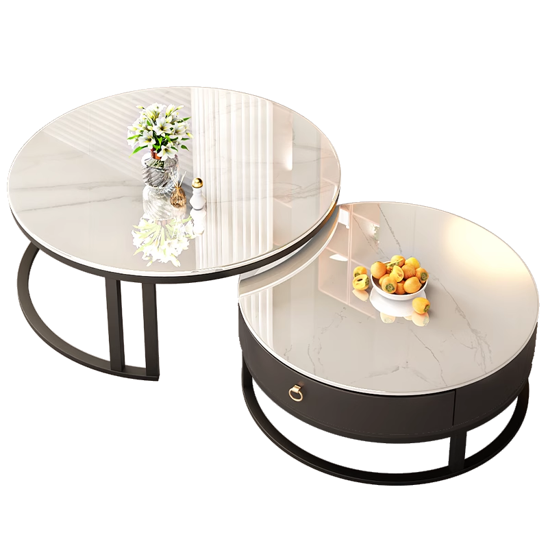 Qianxihuafu Coffee Table, Living Room Light Luxury High-End Feel, 2026 New Model, Rock Slab Coffee Table, Small Apartment Home Use, White 60cm, White 80cm, White