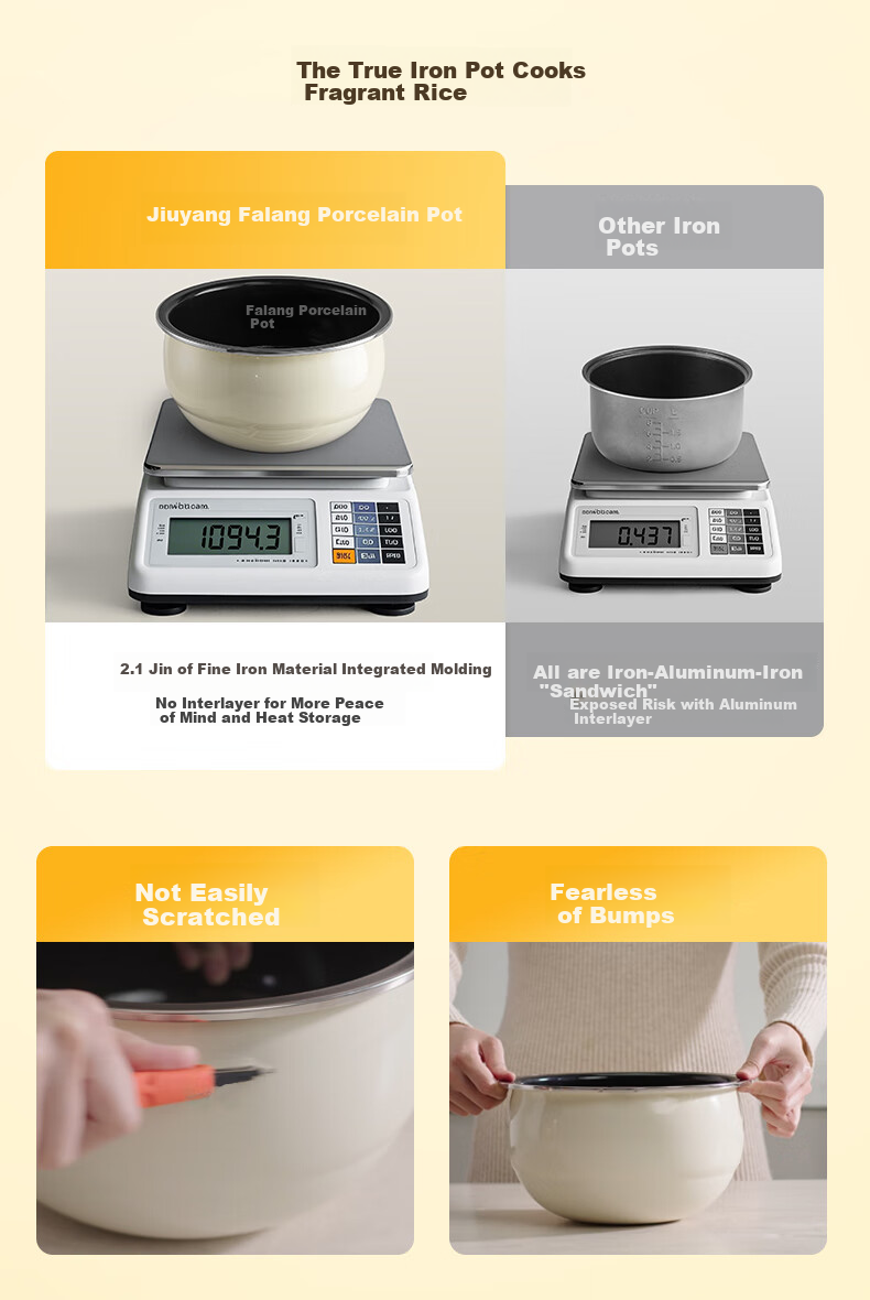 Joyoung 0 Fluorine Series Enamel Titanium Ceramic 3-Liter Honey Pot Rice Cooker, for 4-6 People, Home Use, 0 Teflon Electric Rice Cooker, Micro-Pressure 35-Minute Quick Cooking, Multifunctional, Subsidies 30NF02 10