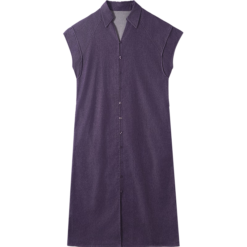 Dme Practical Summer Simple Style Lapel Cloud Cotton Loose Comfortable Short Sleeve Women's Denim Dress