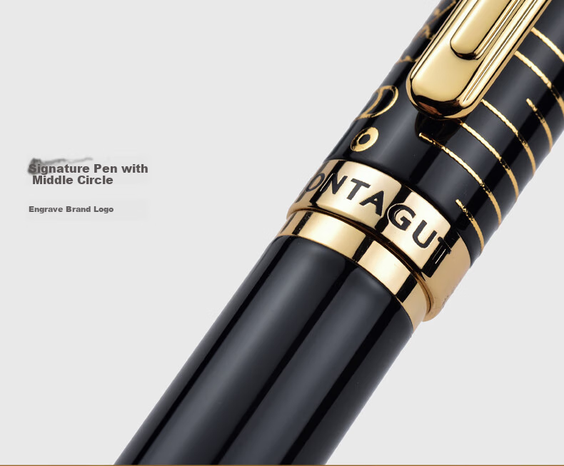 MONTAGUT [Mid-Autumn Festival Gift] Signature Pen for Men And Women, Black High-End Business Ballpoint Pen, Tiger Embossed Series Hong Li Ya 0.5mm 7
