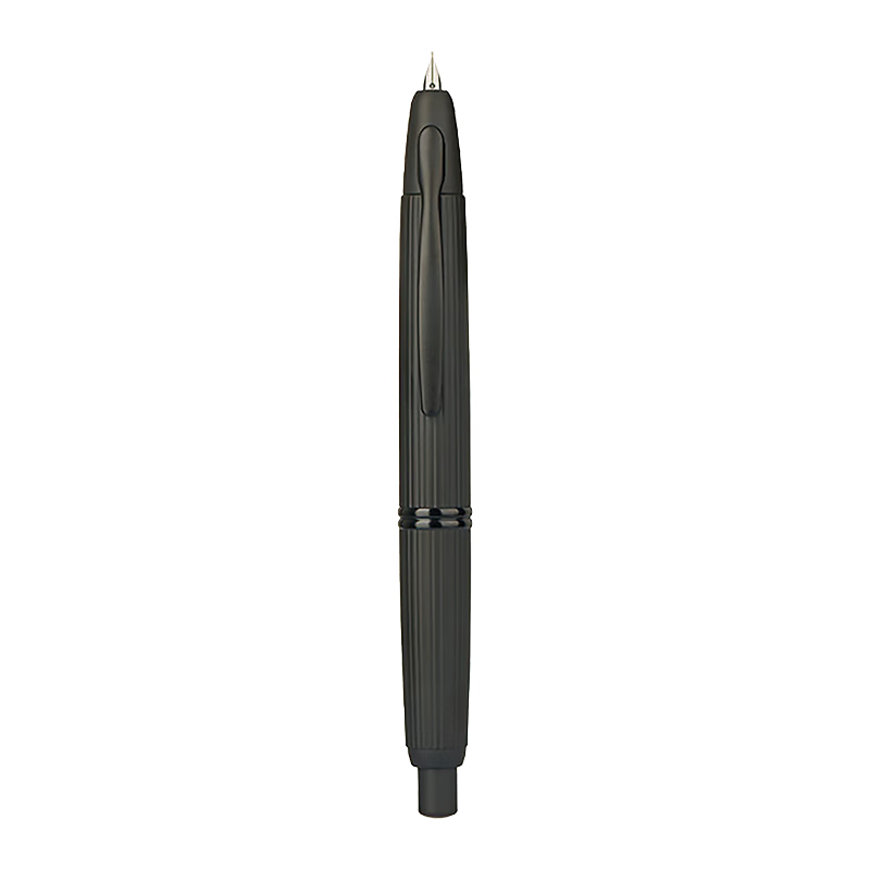 PILOT CAPLESS Button Fountain Pen for Business, Office, Handwriting Practice And Adults (Matte Striped Barrel), F Nib, Black FC-2700RB