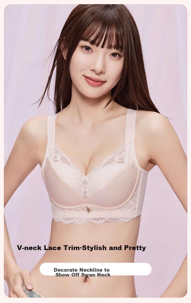 LangSha Women's Wireless Bra, Enhances Small Breasts, Pushes Up, Lifts, Reduces Side Bulge, Prevents Sagging, Sexy Lace Trim Brassiere 5