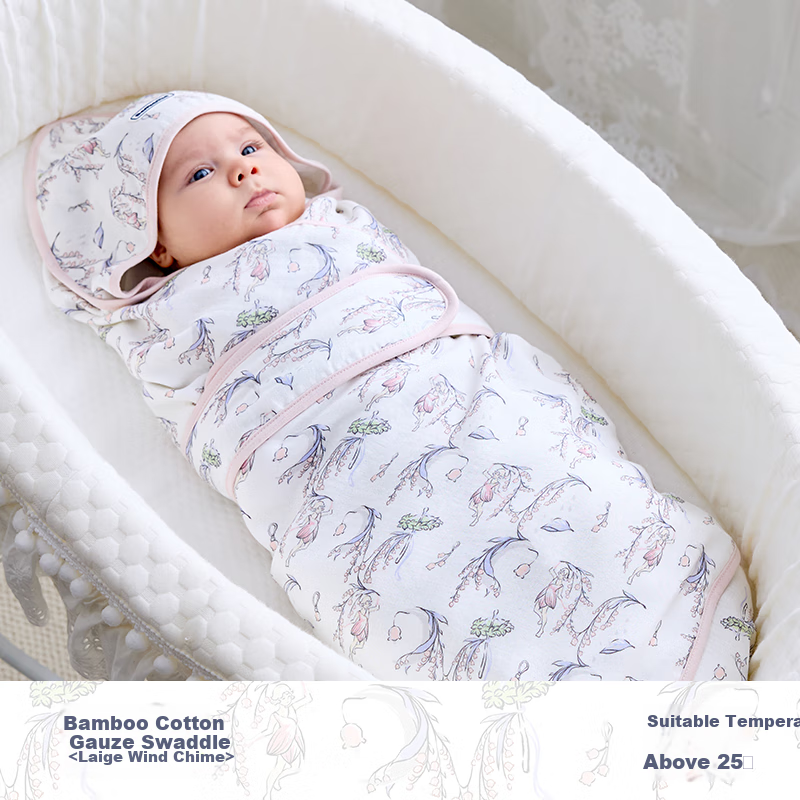 DOMIAMIA Baby Swaddle, Newborn Wrap Blanket, Infant Swaddling Cloth, Anti-Startle Spring And Autumn Gauze Swaddle, Newborn Mummy Wrap