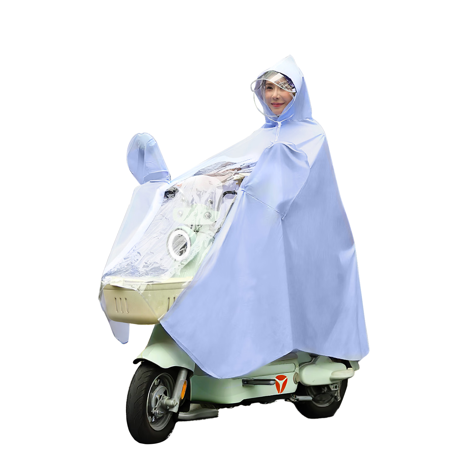 Deli Thickened Large Raincoat with Foot Cover for Adults, Electric Motorcycle Riding, Heavy Rainproof Outdoor Delivery Rider Rain Poncho