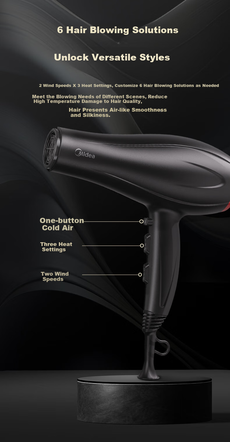 Midea Professional Salon Hair Dryer, High-Power Quick-Drying Hair-Friendly Electric Blower, Constant Temperature Hair Protection Home Hair Dryer FJ108 2300W Hair Salon Styling Special Large Airflow 7