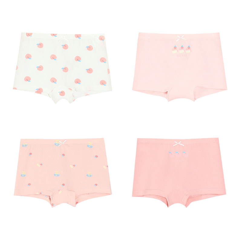 Hodohome Kids Girls 3A Antibacterial Mesh Breathable Cotton Spandex Shorts Class A Pure Cotton Crotch Cute Underwear 320 150
