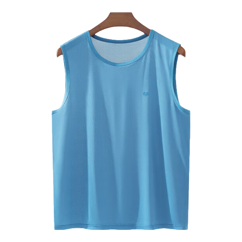 Hengyuanxiang Large Size Ice Silk Tank Top for Men, 10A Antibacterial Mesh, Summer Wide Shoulder Sleeveless Undershirt, Seamless Breathable Quick-Dry Sports T-Shirt