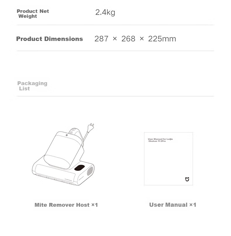 Mijia Xiaomi Dust Mite Remover 2 Pro Upgraded Suction Dual Dust Cups Smart Sensor LED UV Sterilization Home Bed Mite Remover [Chengbao] Christmas Gift 12
