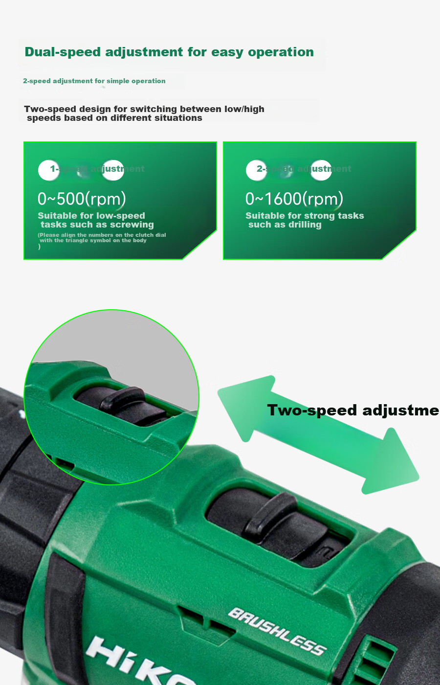 HiKOKI Original Hitachi Lithium-Ion Drill DS12DF, Brushless Electric Drill, Cordless Power Screwdriver 7
