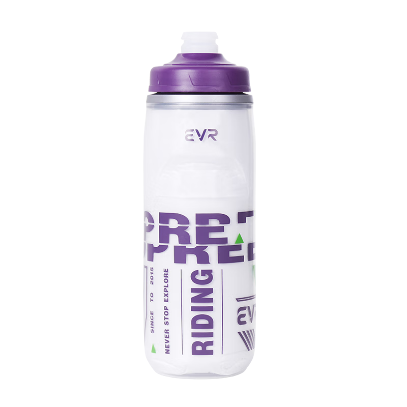 EVR Cycling Water Bottle Insulated Squeeze Water Cup Purple White 620ML