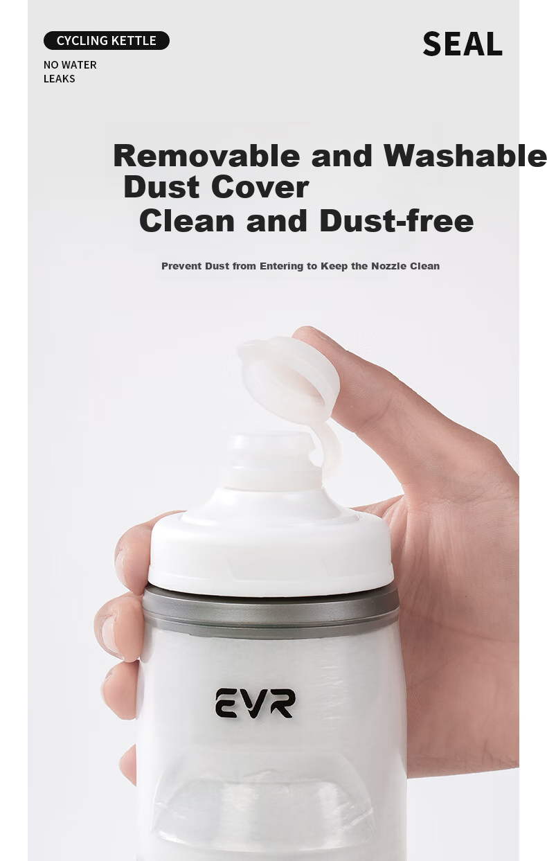 EVR Cycling Water Bottle, Cold-Keeping Cup with Squeeze Dispenser, Black And White, 620ML 8
