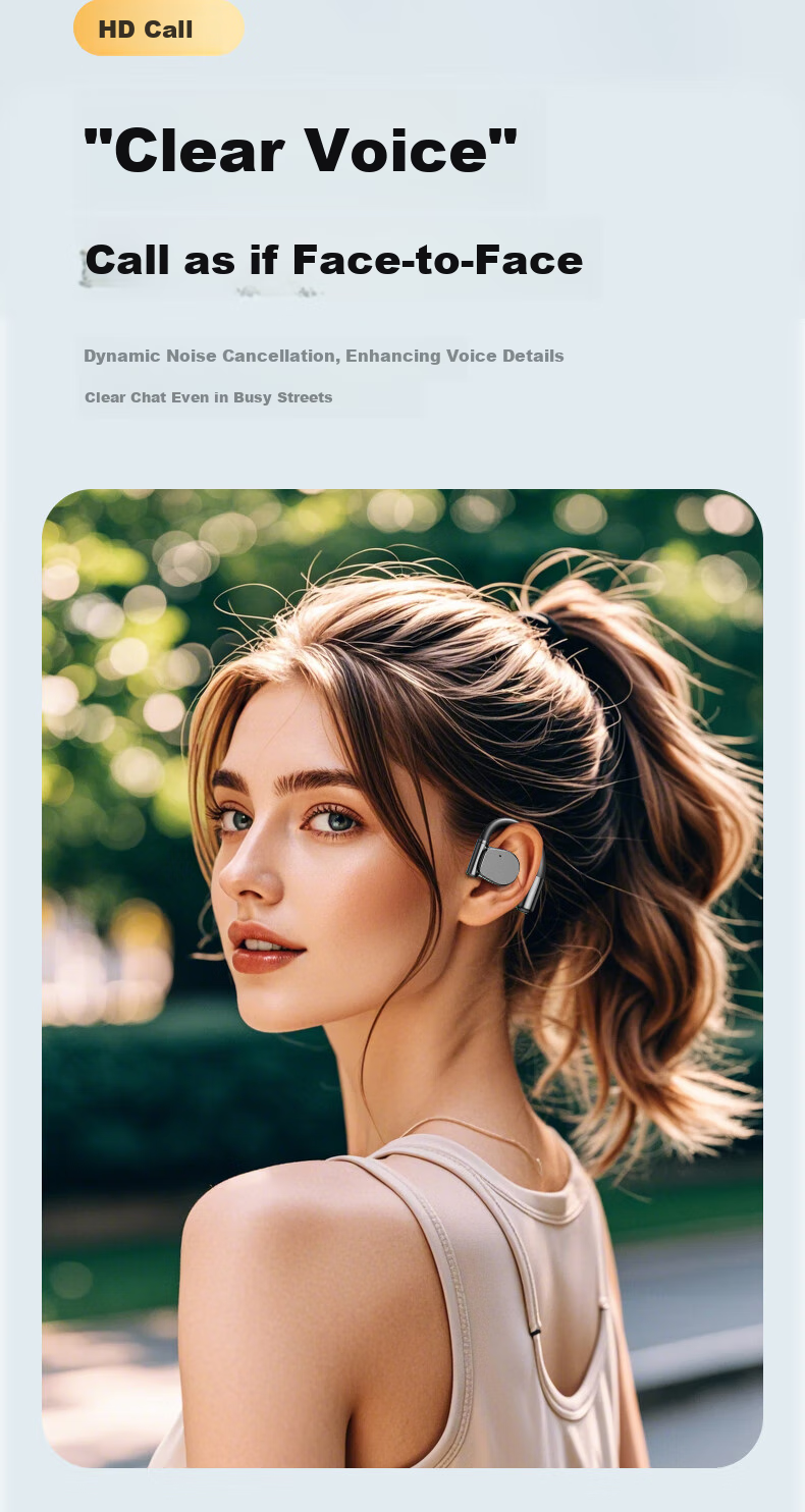 CLAISON Bluetooth Headphones, Ear-Hook Bone Conduction Concept, Non-In Open-Style Wireless Sports Running Cycling Gaming Ear-Clip Headphones, Suitable for Apple Huawei M111 - Off-White 11