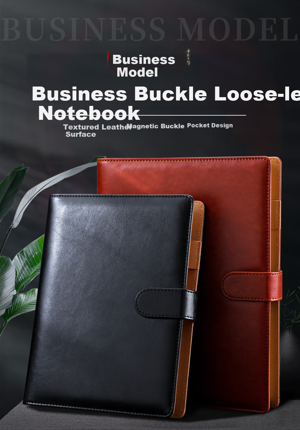 Longe Business Notebook, Loose-Leaf Journal, Detachable Notepad, Thickened Notebook, Simple Note-Taking Pad, Stationery, Meeting Record Book, Customizable, A5 Black 1