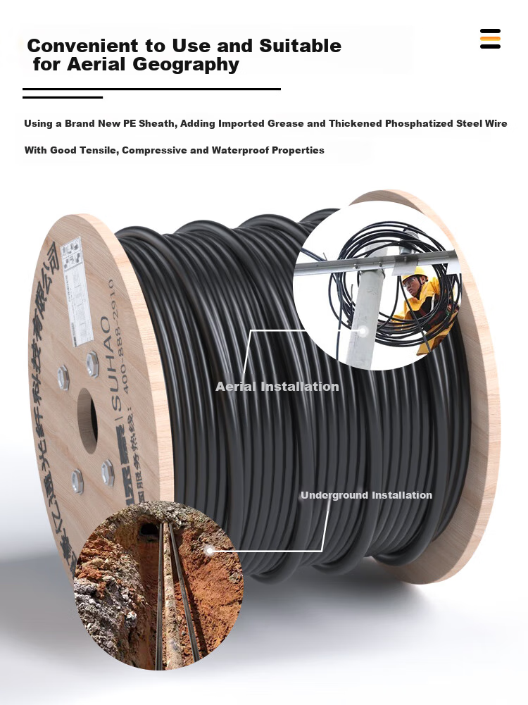 SUHAO GYTA53 Heavy Armor Optical Cable, 4-Core Layered Twisted Underground Outdoor Single-Mode Optical Cable, 1 Meter, Double Armor Double Protection Direct Burial Overhead Pipeline Fiber Optic Cable, SH-GYTA53 4