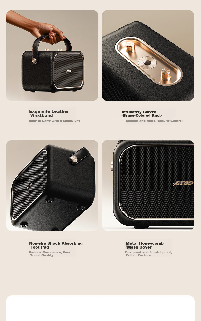 F&D RW40 Retro Karaoke Speaker, Dual Wireless Microphones, 360° Surround Sound, 20-Hour Long Battery Life, Portable Bluetooth Speaker for Outdoor And Home Use 11