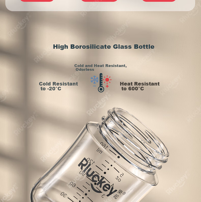 RLUCKEY Newborn Anti-Colic Glass Bottle with Soft, Breast-Like Center Nipple, 160ml, Size S, for 1-3 Months 17