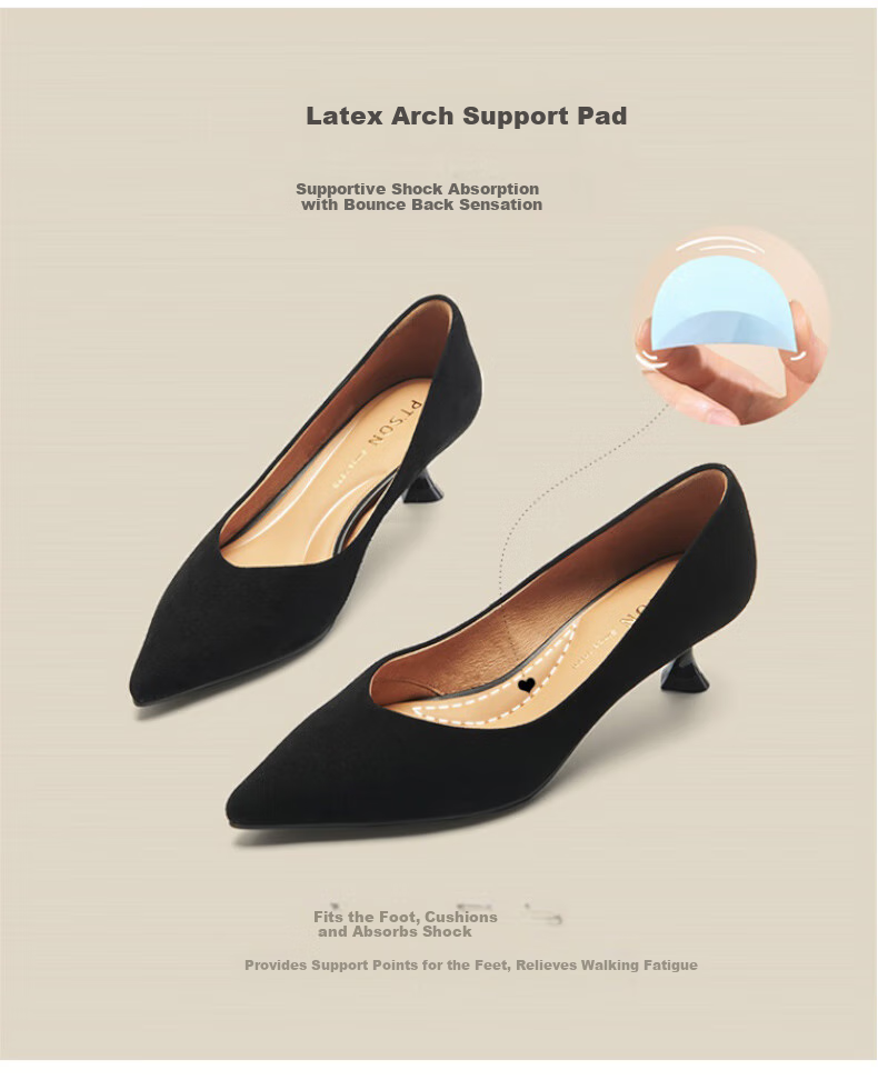 PT'SON Cat Kitten Black High Heels for Women, Spring And Autumn Soft Lambskin Work Shoes, Commuter Low-Cut Pumps, Sand Brown, Size 40 10