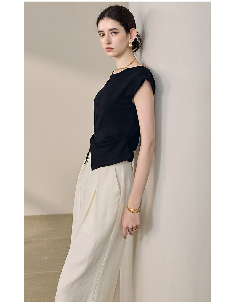 ROEYSHOUSE Women's Summer High-Waist Linen Casual Wide-Leg Pants 12289 Off-White 2XL 28