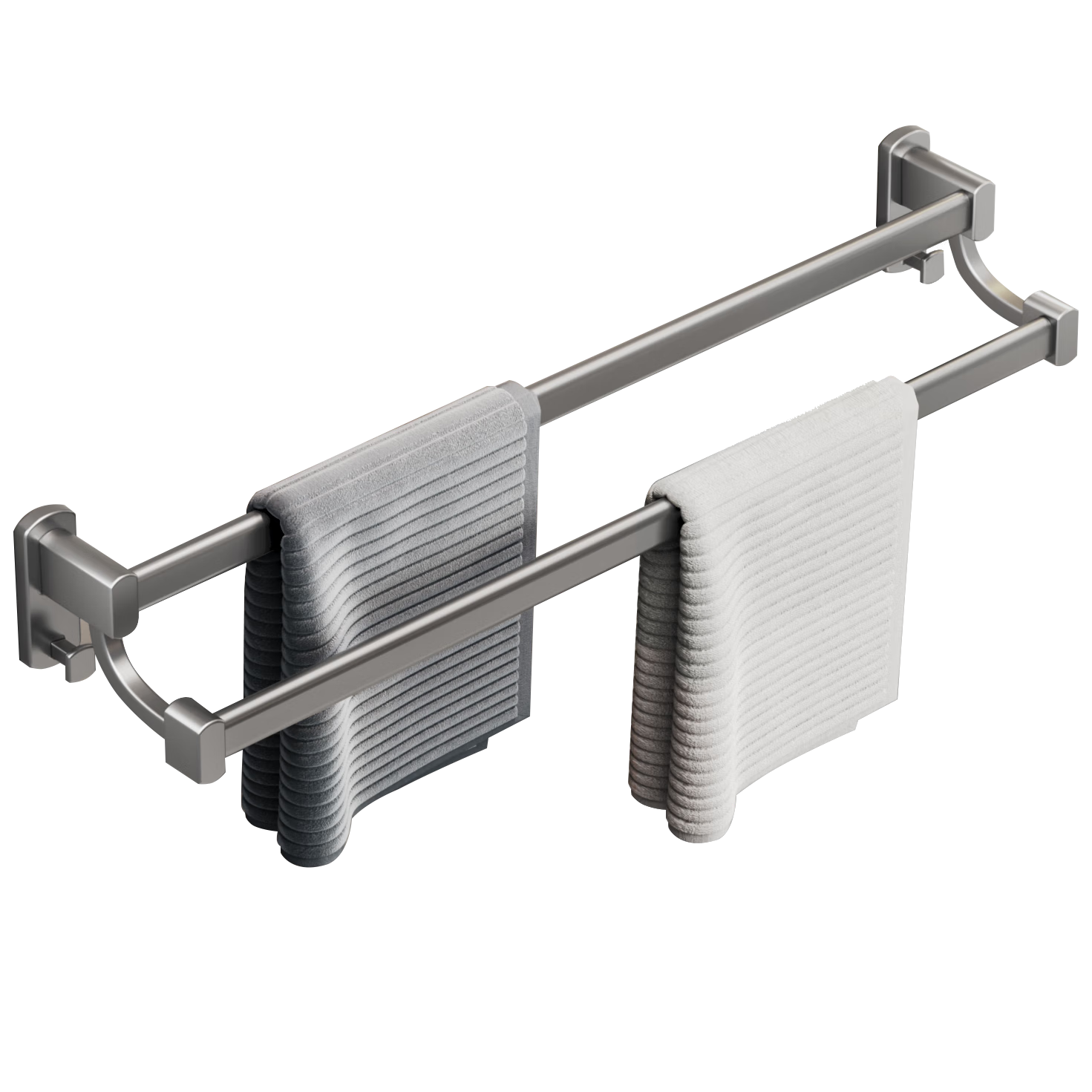 Cobbe Space Aluminum Single Rod Towel Rack No-Drill Bathroom Wall-Mounted Double Rod Towel Bar