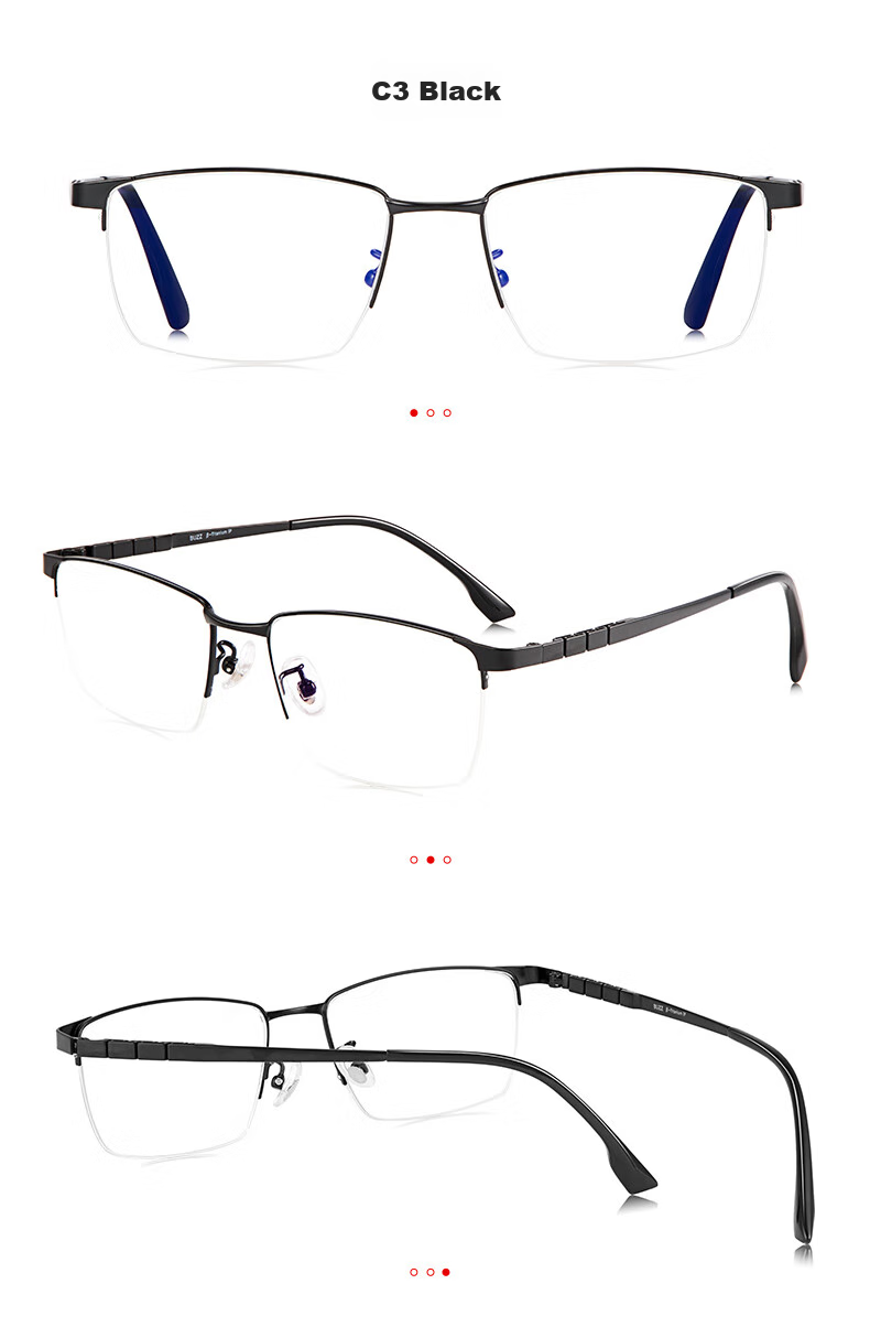 BUZZ Reading Glasses for Men, High Definition Anti-Blue Light Ultra-Light Titanium Reading Glasses, Business Presbyopic Glasses NQ0024 Bright Gold Frame 100 Degrees 13