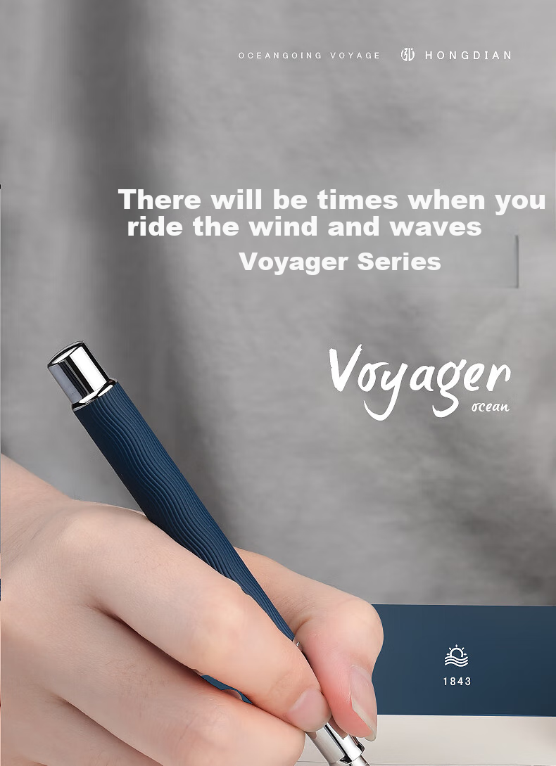Hongdian Fountain Pen for Men And Women, High-End Exquisite Adult Calligraphy Practice Pen, Student Vintage Elegant Gift, 1843 Voyager Sunrise Gold-Fine Nib 1