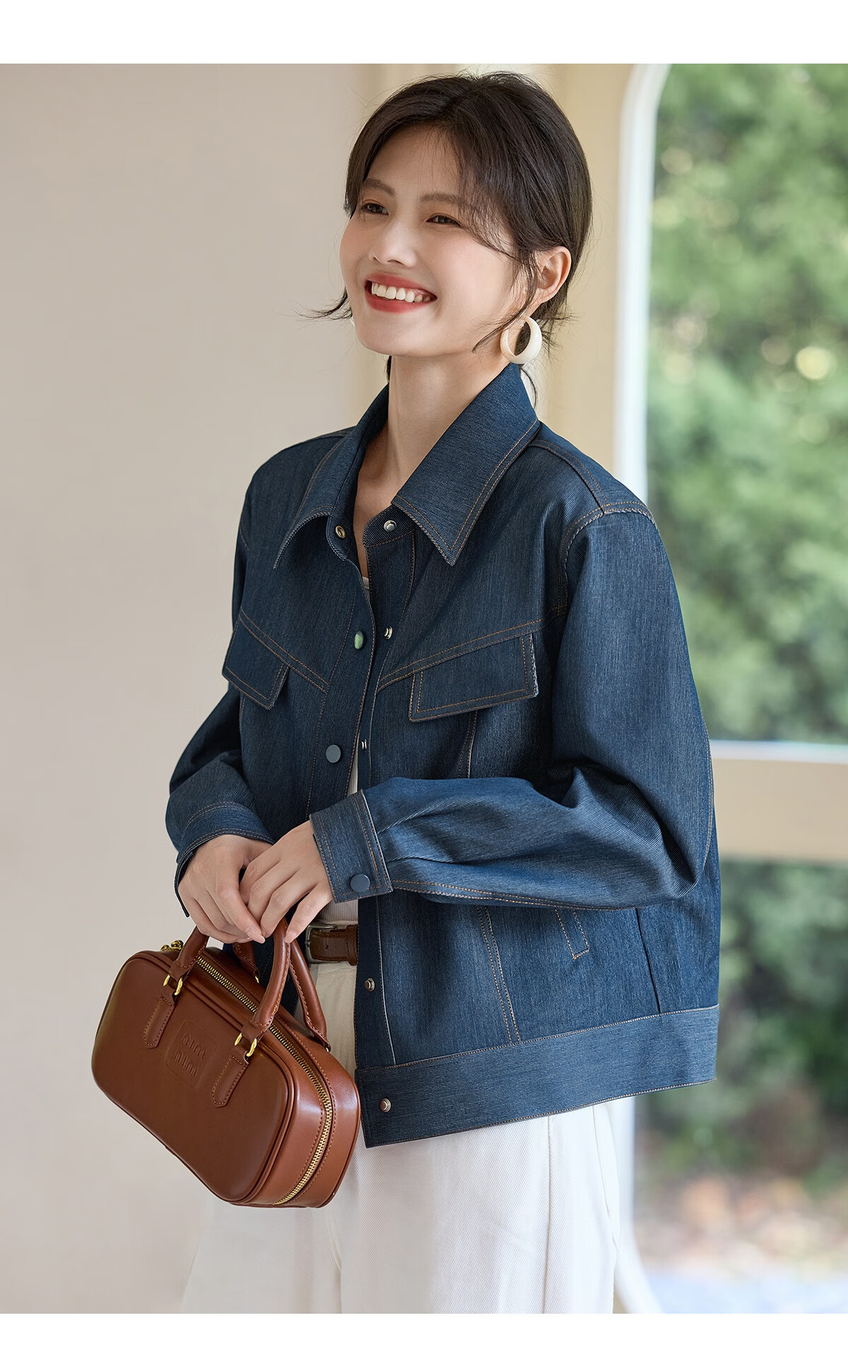 She Enjoy Vintage Denim Jacket Women Commuter Versatile Short Cardigan T53D040 6