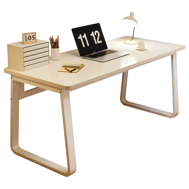L&S Computer Desk Home Desktop Gaming Study Office Writing Desk BGZ786 Cream White 140cm