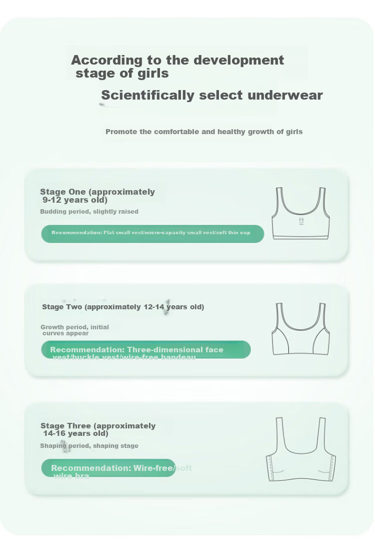 Zaishuo Girls' Underwear, Spring And Summer, for Middle And High School Students in Puberty, Sports Running, Seamless, Shock-Absorbing, Thin Bra And Vest 3