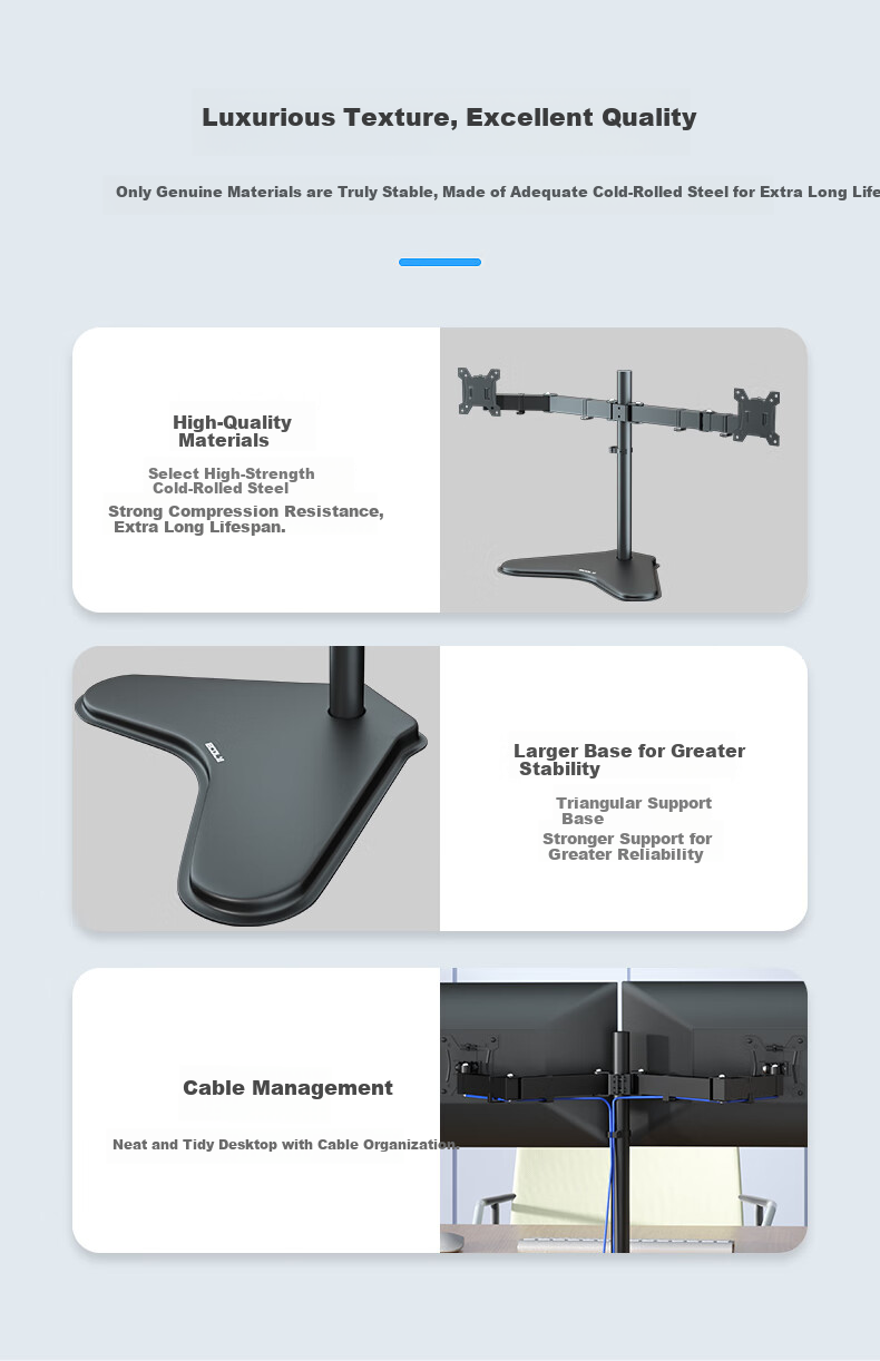 ECOLA Monitor Computer Stand, Height-Increasing Stand, Mechanical Arm Bracket, Spiral Lifting Mechanism, Spring Display Screen Support FT52BK 10