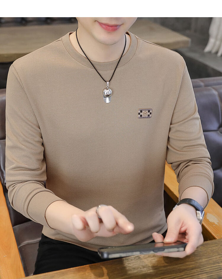 TUCANO Men's Sweatshirt Spring and Autumn Crew Neck Long Sleeve T-Shirt Casual Base Shirt Black L 6