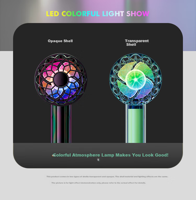 Newmine Handheld Mini Fan, Portable Mini Fan with 13-Hour Long Battery Life, Quiet Operation, Colorful Light, Desktop Cooling Fan, Dazzling Blue And Cya 14