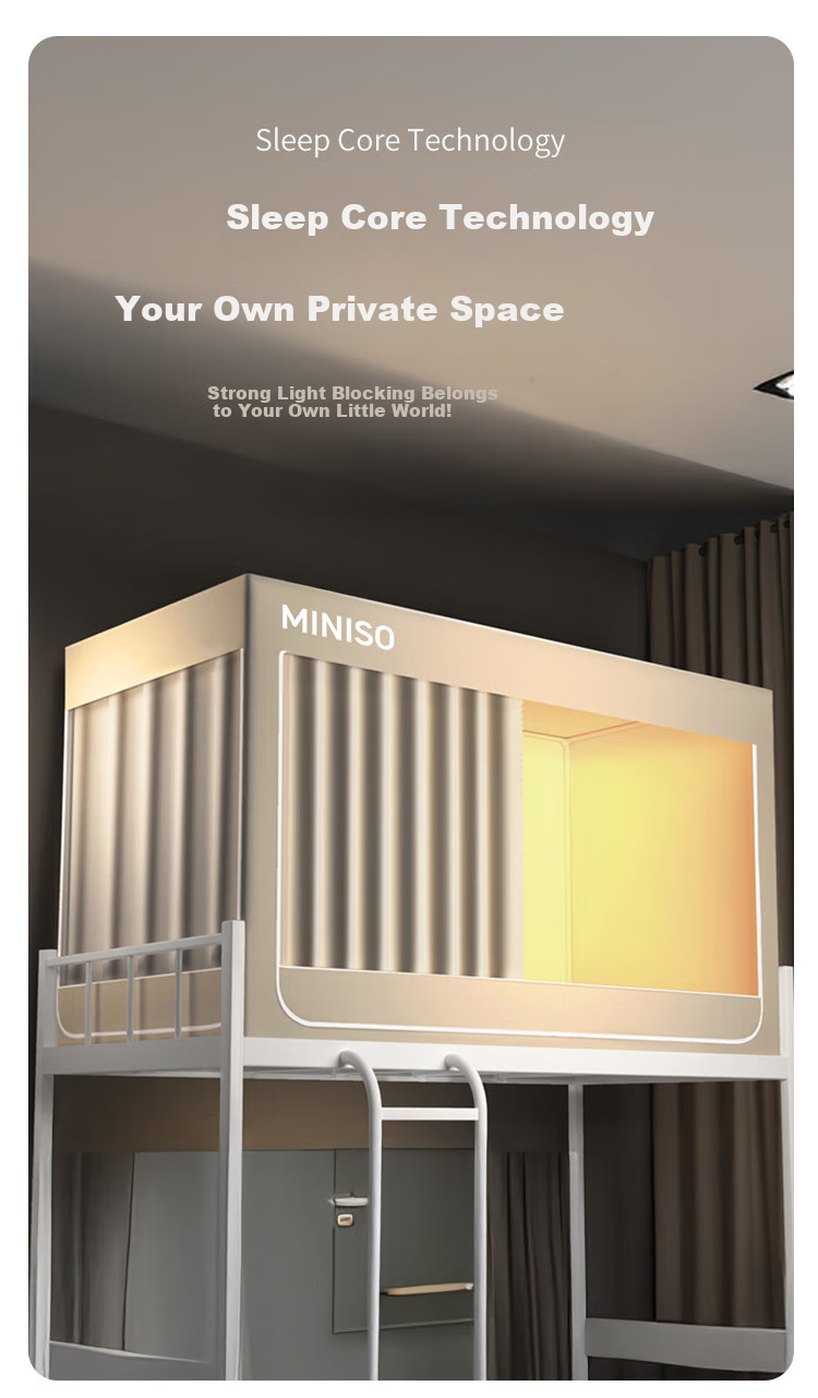 MINISO Dormitory Mosquito Net for Bunk Beds, College Student Blackout Bed Curtain, No-Installation Spliced Frame, Single Person 0.9-Meter Bed Bunk 1