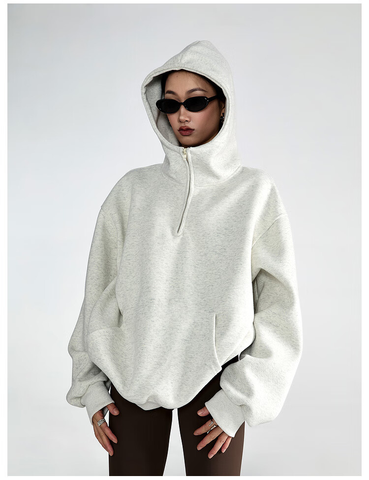 ICH MODE American Vintage Oversized Hoodie Women Spring Loose Jacket New Oversize White Flower Gray XL 8
