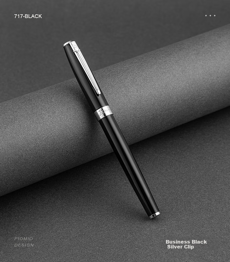Pimio Ballpoint Pen, Signature Pen, Business Office Birthday Gift, for Men And Women, Gift-Giving, Student Use, Metal Signature Pen, 0.5mm, Mandarin Forest Series, 717 Bright Black with Gold Clip 11