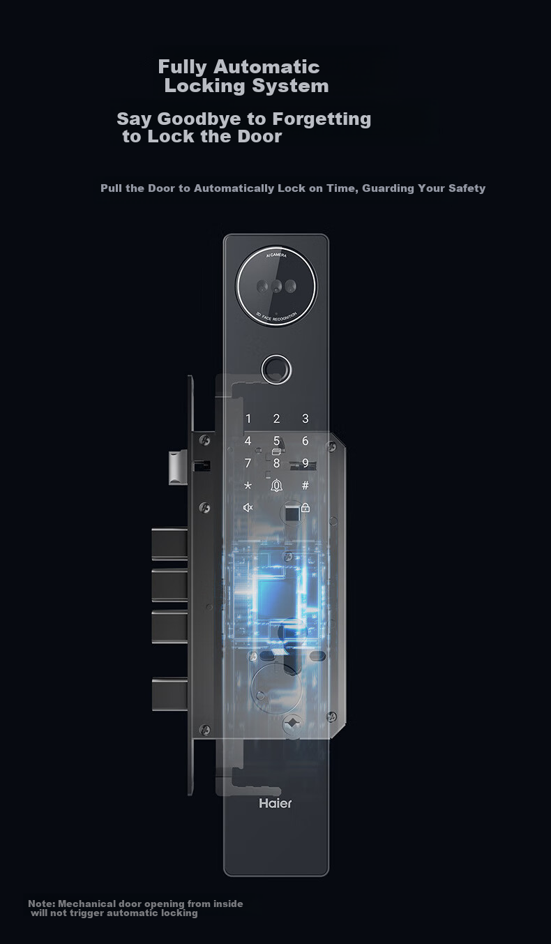 Haier Smart Door Lock P30 Facial Recognition Version Electronic Lock Password Door Lock Entry Door Anti-Theft Door Home Fingerprint Lock 8
